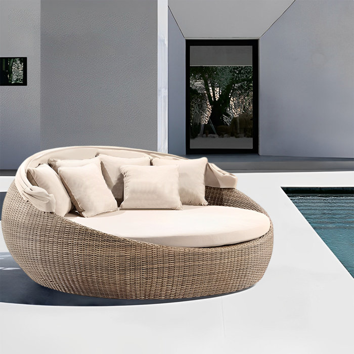 Hokku Designs Daan 55'' Wicker Outdoor Patio Daybed Wayfair